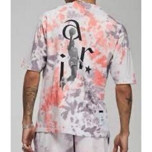 Jordan Short Sleeve Tie-Dye Tee in Coral and Gray